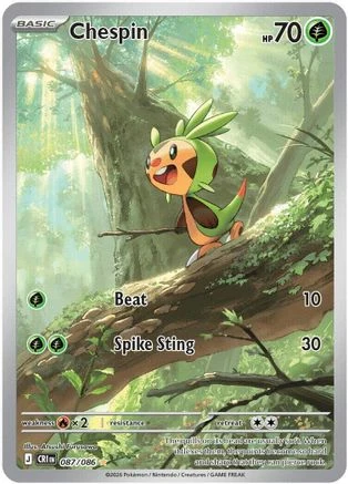 Chespin 087/086 - Holofoil ME04 Chaos Rising - Illustration Rare