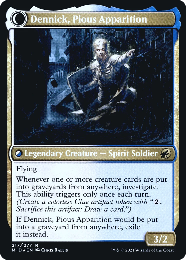 Dennick, Pious Apprentice (PRE-217) - Innistrad: Midnight Hunt Promos: (Double Faced Transform) Foil - Image 2