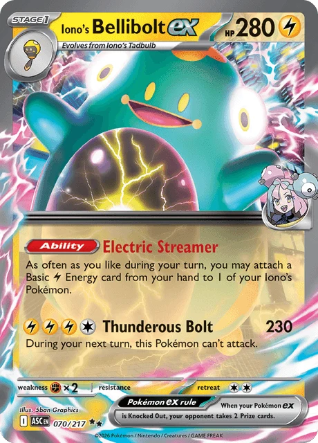 Iono's Bellibolt ex 070/217 - Holofoil ME Ascended Heroes - Double Rare