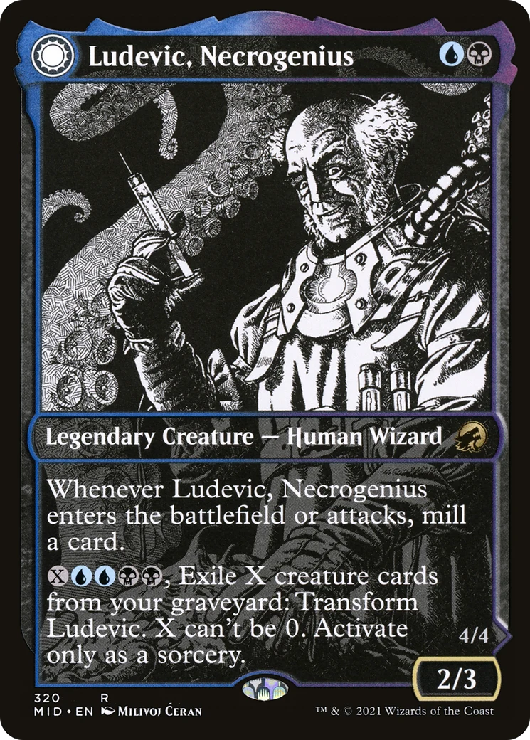 Ludevic, Necrogenius (Showcase) (MID-320) - Innistrad: Midnight Hunt: (Showcase, Double Faced Transform)