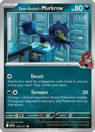 Team Rocket's Murkrow 126 - Reverse Holofoil ME Ascended Heroes - Common